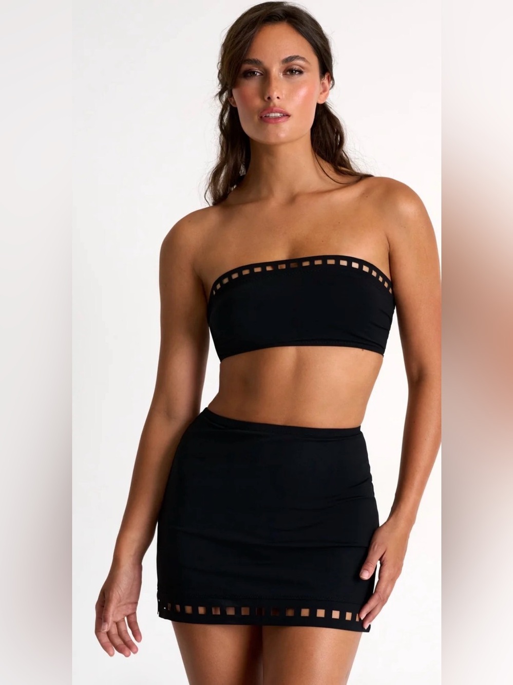NWT Shan Swim Cover Up Skirt with Laser-Cut Hem